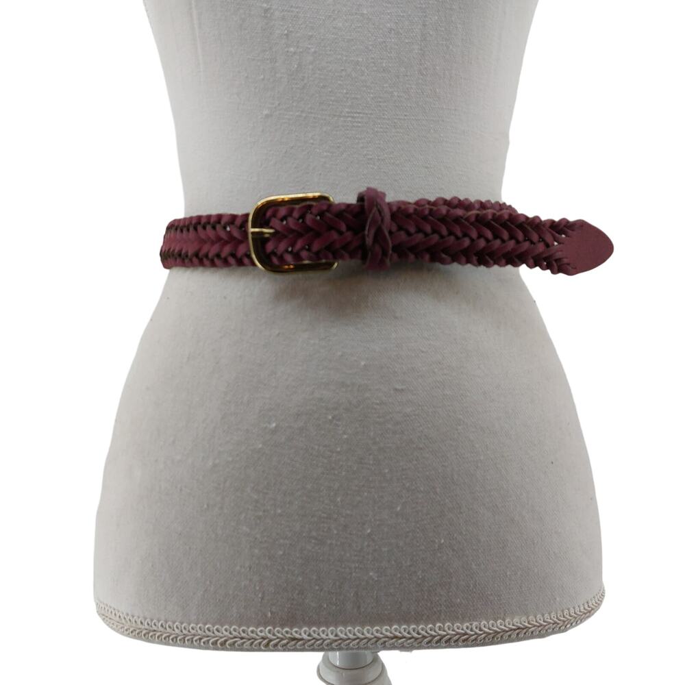 Vintage Capezio Magenta Genuine Leather Belt Weaved Braided Size S/M